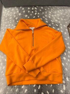 SPANX Bright Orange Half-Zip Pullover Sweater